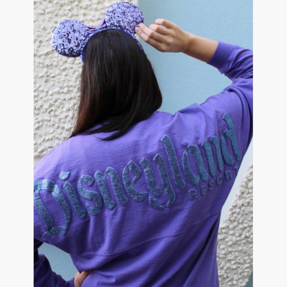 Disney Park Spirit Jersey M Purple Disneyland Resort Sparkle Puff Paint Spellout